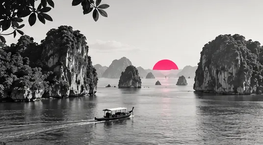 Limestone islands at sunset